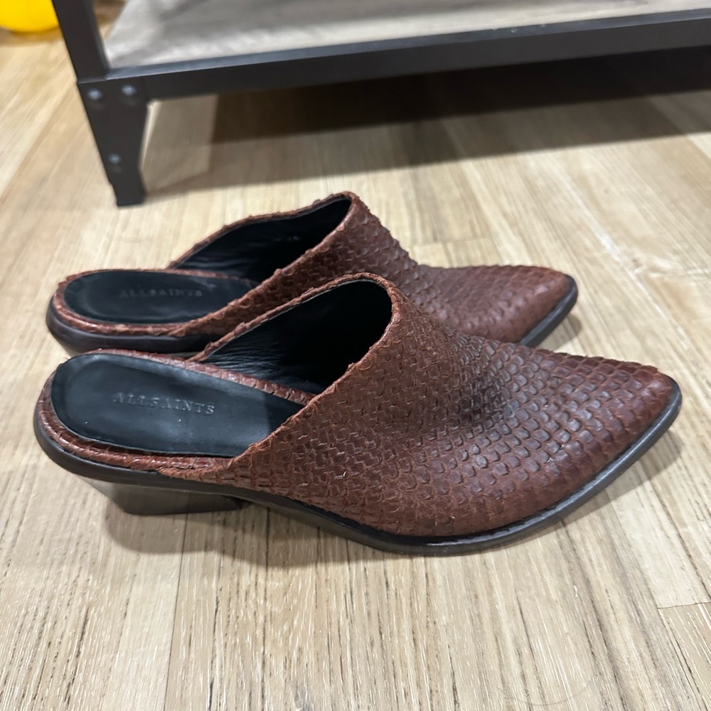 All saints  Jackson leather mules sz 8  good condition